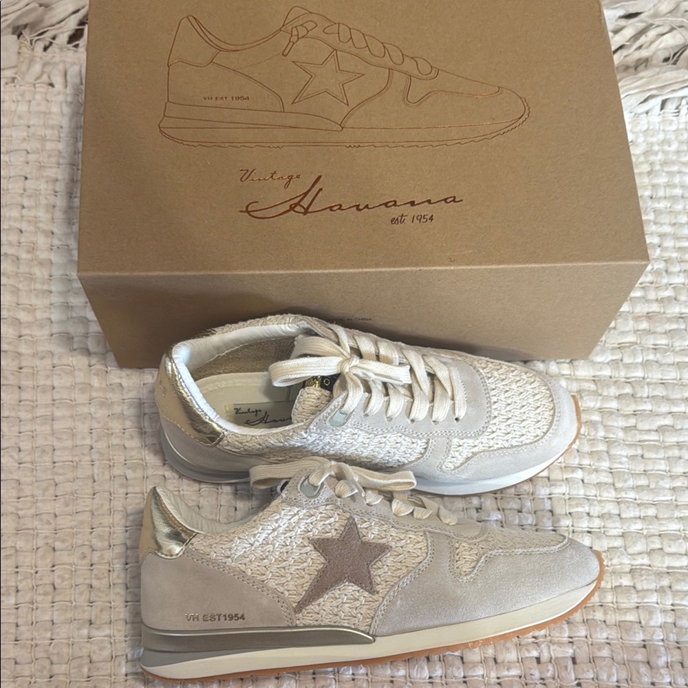 Vintage Havana Cream and Gold Sneakers